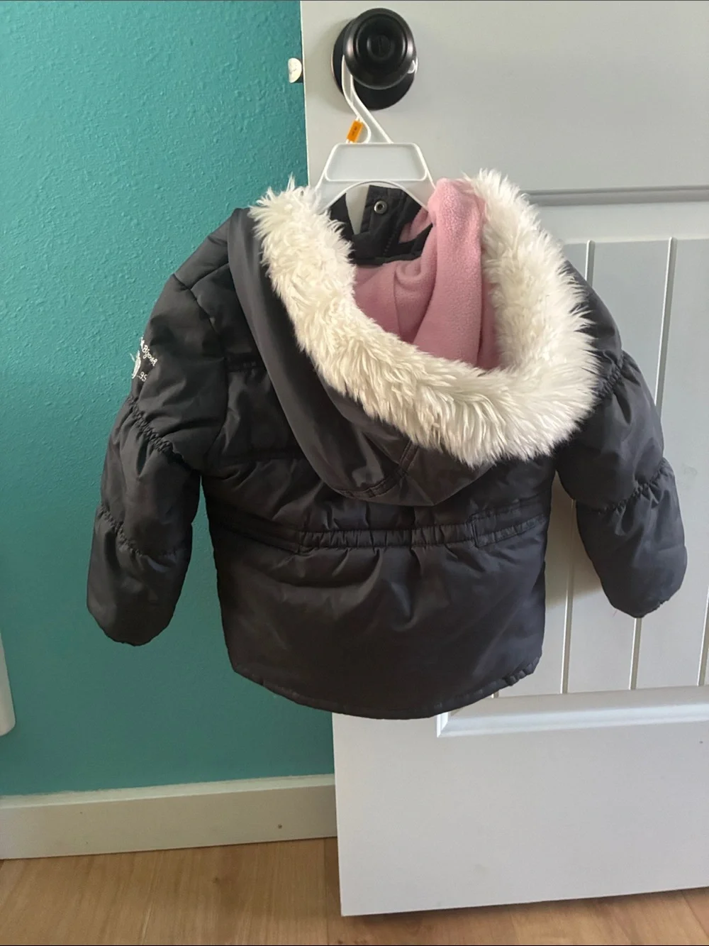 OshKosh B'gosh Black Hooded Puffer Jacket with Faux Fur Trim